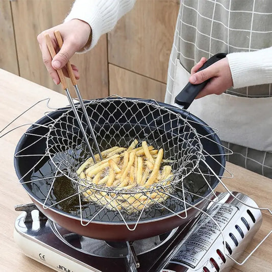 2 In 1 Stainless Steel Kitchen Tool Chef Drain Basket