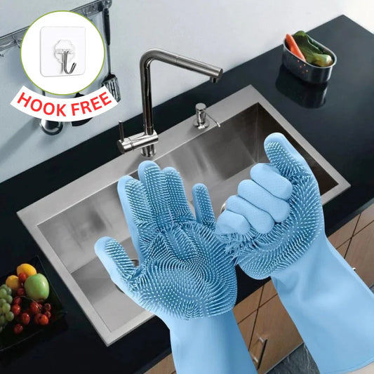 Silicone Dishwashing Gloves (With FREE Hanging Hook)