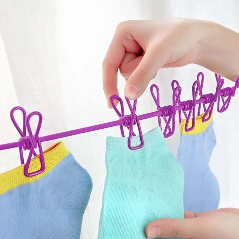 Portable Clip Hangers 185cm Drying Rack Clothes Line With 12 Clip