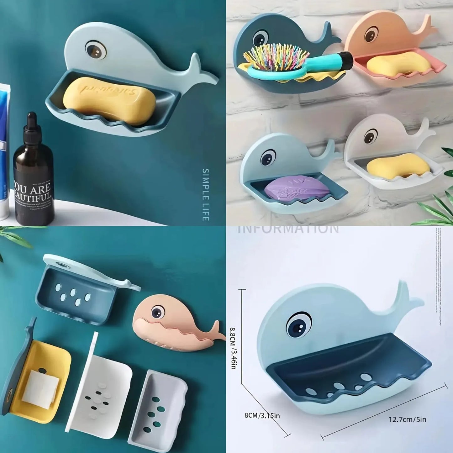 Self-Adhesive Wall Mounted Fish Shape Soap Holder