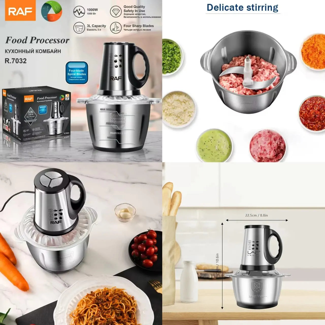 RAF Multifunction Stainless Steel Processor (1 Year Warranty)