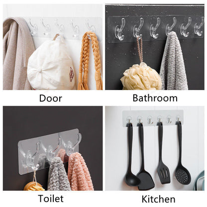 Transparent Wall Mounted 6 Hook Rack (Buy 1 Get 1 Free)