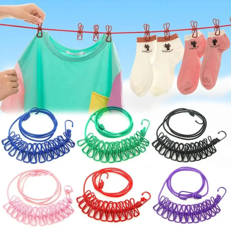 Portable Clip Hangers 185cm Drying Rack Clothes Line With 12 Clip