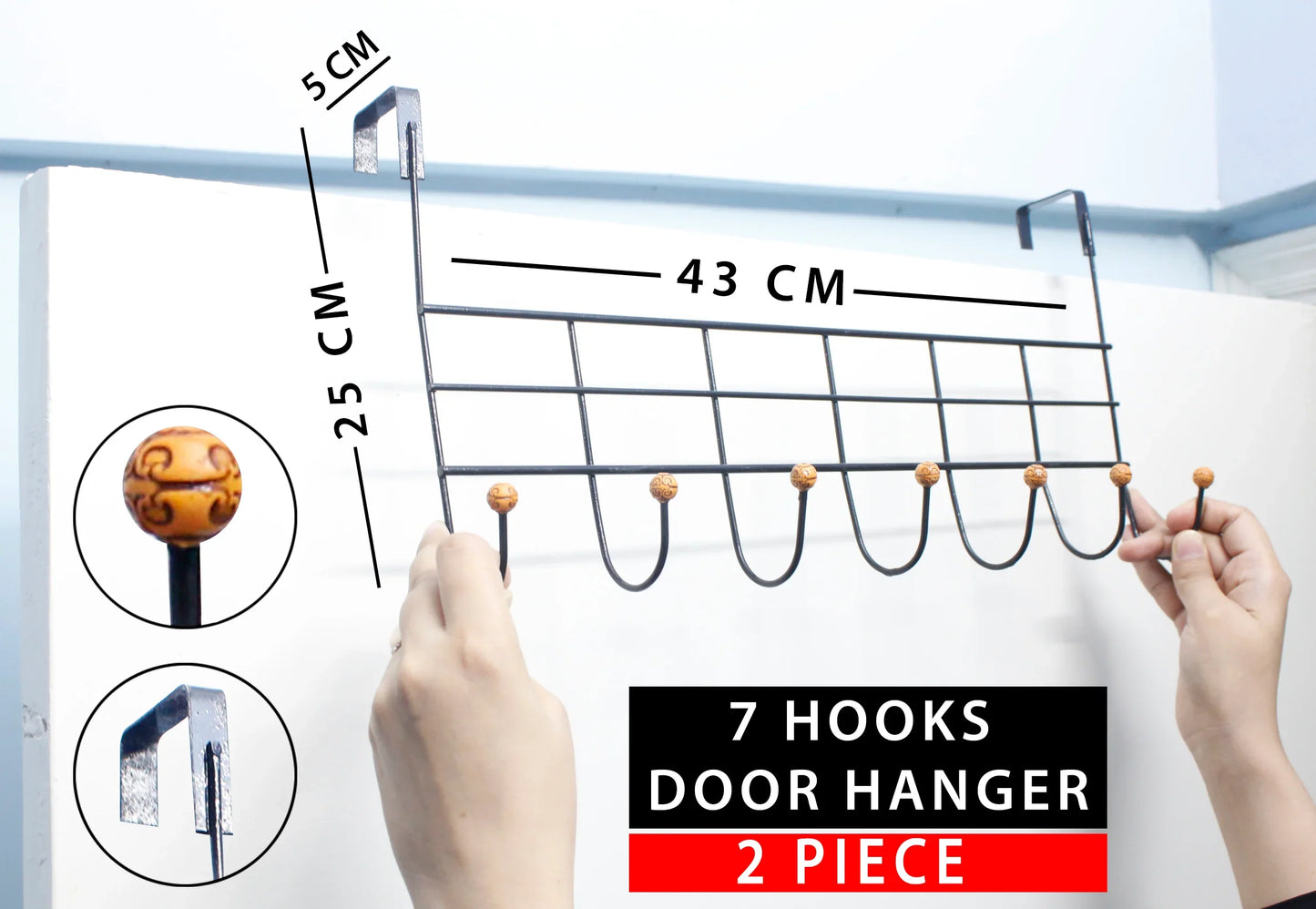 Over the Door Metal Hanger (7 Hooks)
