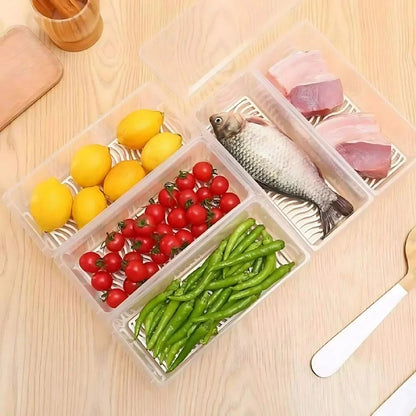 Fridge Organizer Storage Box with Drain Tray – Keeps Food Fresh Longer!