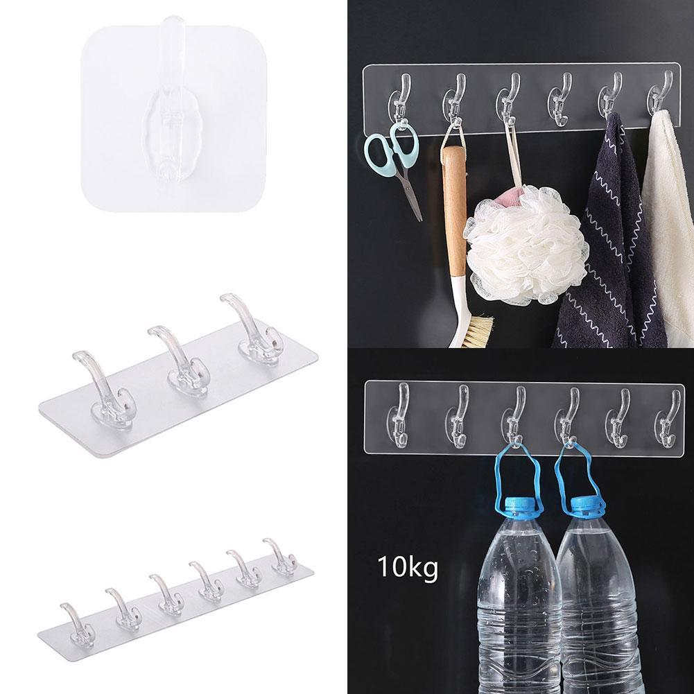 Transparent Wall Mounted 6 Hook Rack (Buy 1 Get 1 Free)