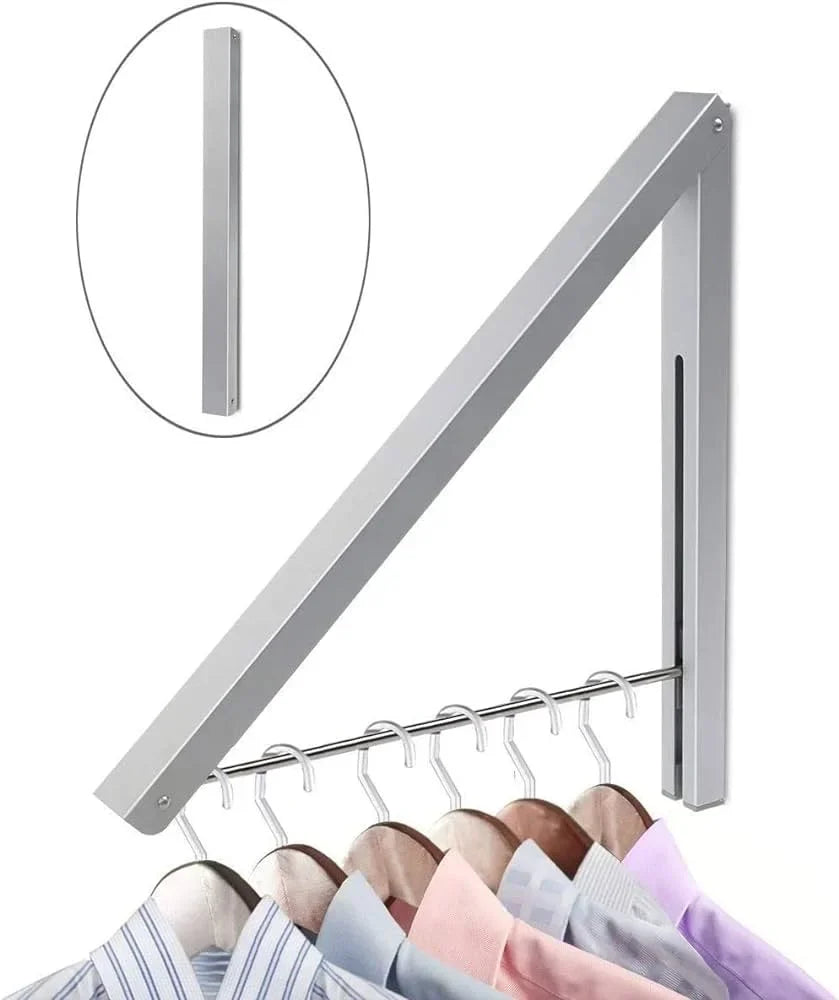 Folding Wall-Mounted Retractable Clothes Hanger & Drying Rack