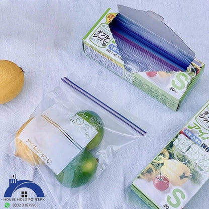 Zip Lock Reusable Food Storage Bags PACK OF 20 (6inches by 5.5inches)