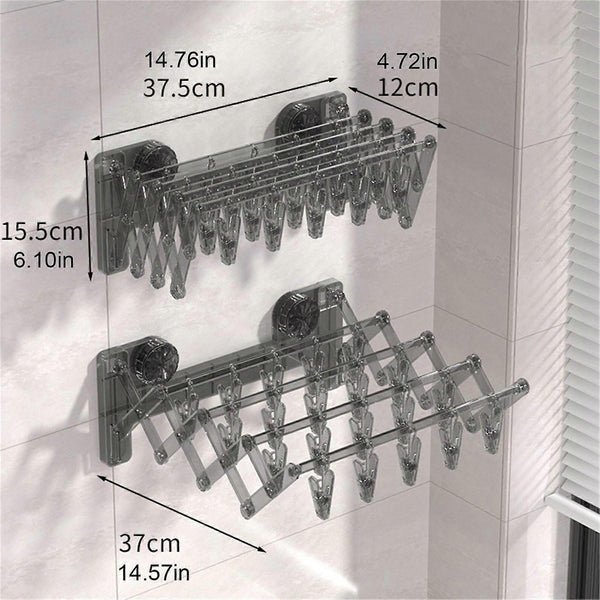 Foldable Clothes Drying Rack with Suction Cup Space Saving Design
