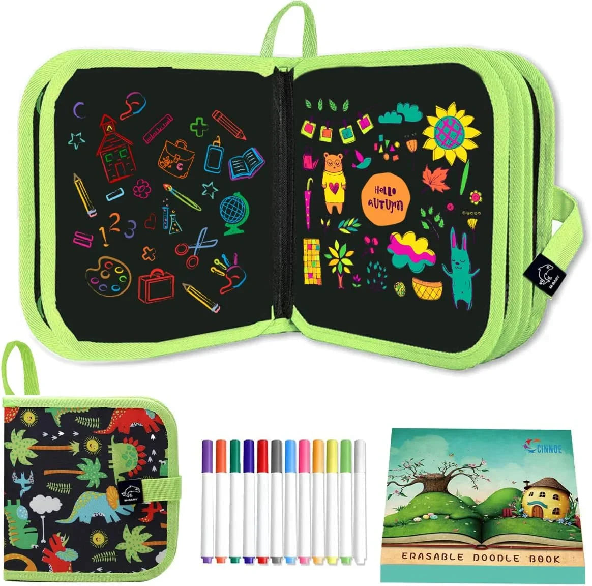 Erasable and Reusable Doodle Magic Book with 3 Markers & 2 Wipes