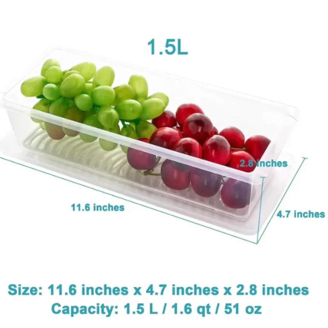 Fridge Organizer Storage Box with Drain Tray – Keeps Food Fresh Longer!