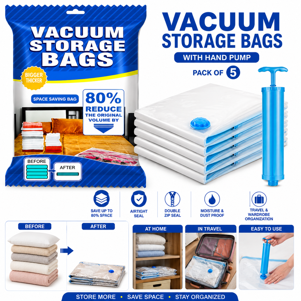 Vacuum Storage Bags with Hand Pump