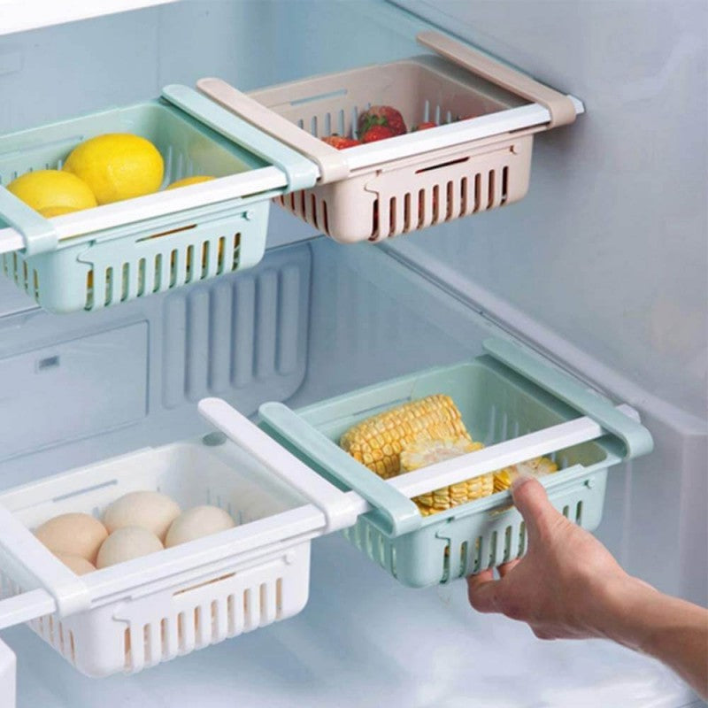 PACK OF 2 Adjustable-Fridge Storage Basket