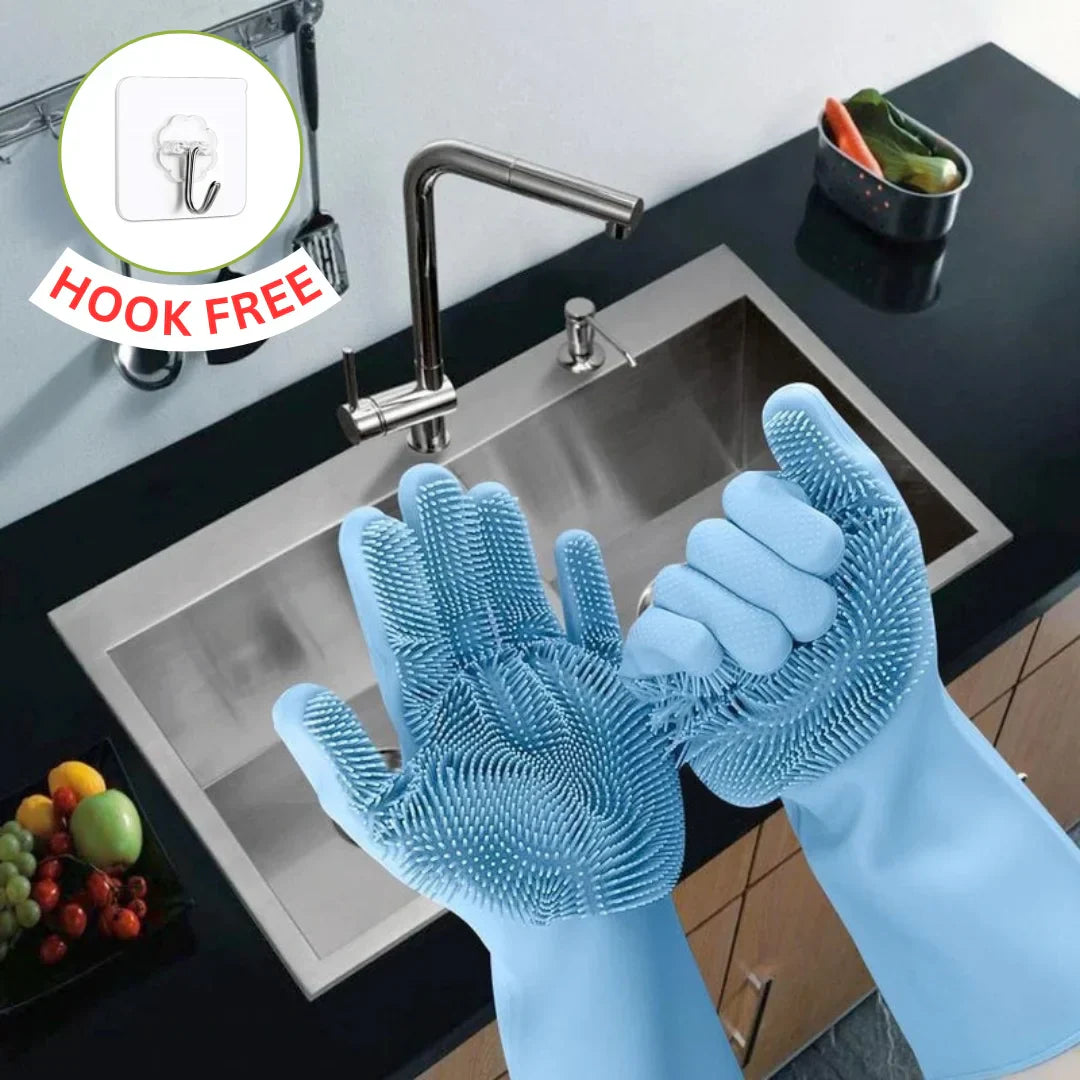 Silicone Dishwashing Gloves (With FREE Hanging Hook)