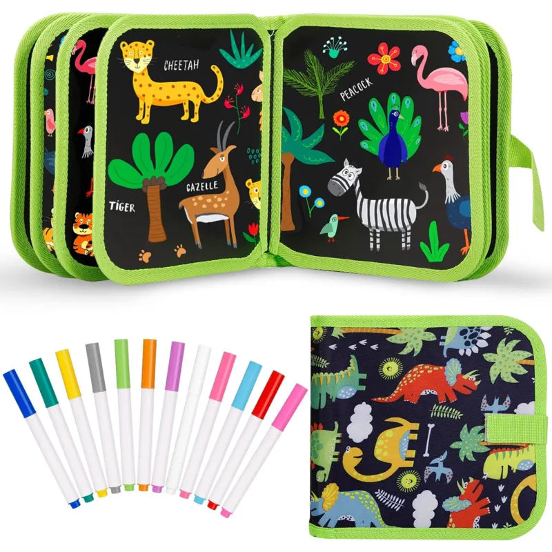 Erasable and Reusable Doodle Magic Book with 3 Markers & 2 Wipes