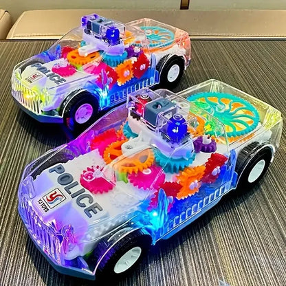Transparent Gear Police Car Toy With Lights And Music