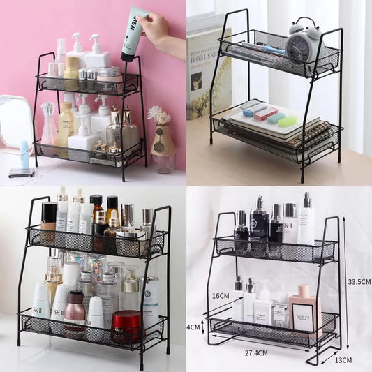 2 Layer Rack Metal Foldable Kitchen Spice Racks Kitchen