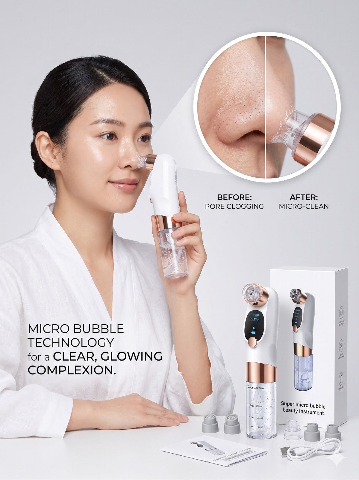 Super Micro Bubble Facial Cleansing Device & Blackhead Remover