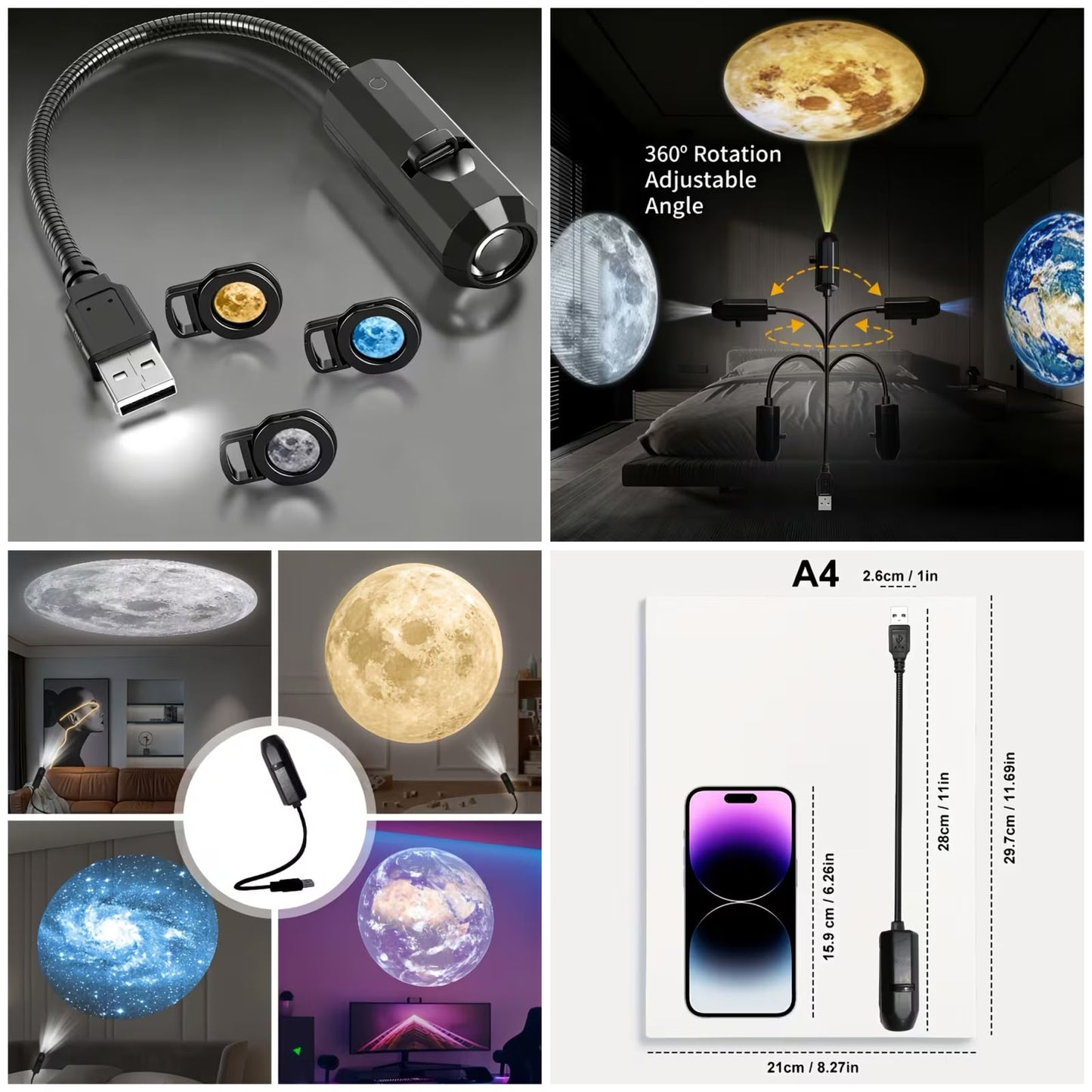 Cosmic Mini Star Projector – 6 Lenses Night Lamp
