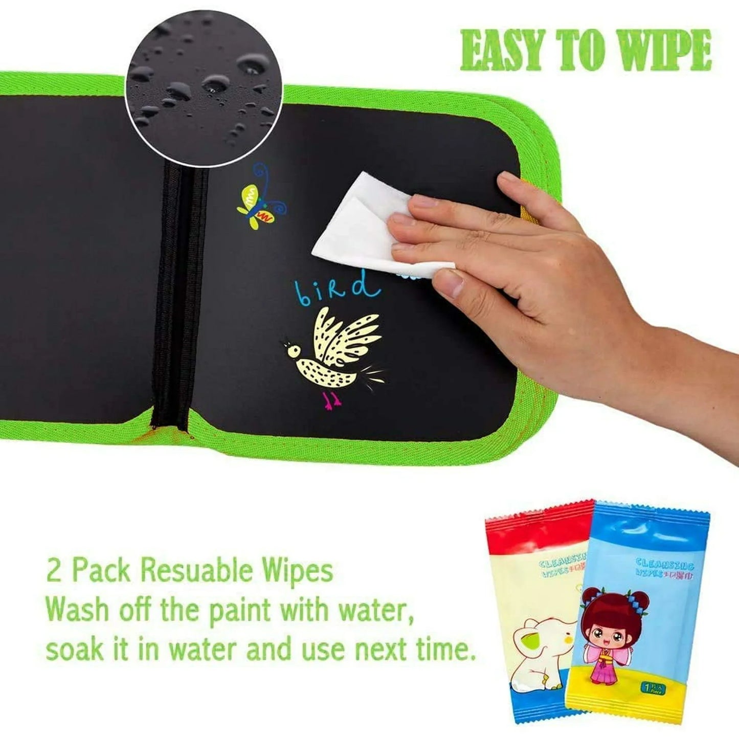 Erasable and Reusable Doodle Magic Book with 3 Markers & 2 Wipes