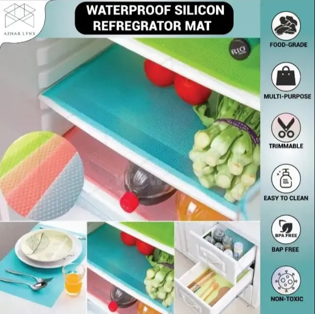 Waterproof Anti Bacterial Fridge Mats (4Pcs)