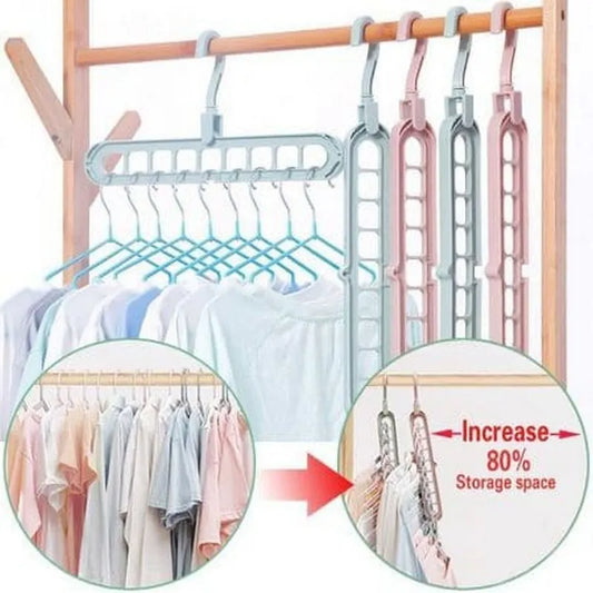 9-Holes Space Saving Hook Hanger - Pack of 5